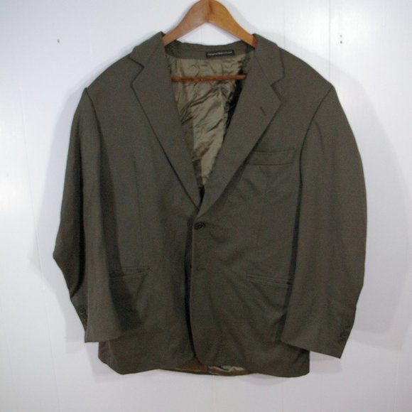 COPY - Vintage Gabardine Wool Blazer Jacket Mens 40S Two Button Green Gray Suit - Picture 1 of 11